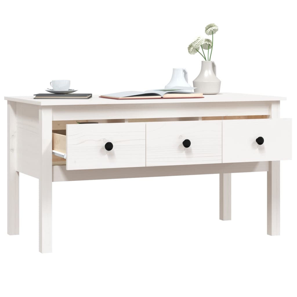 Table basse Blanc 102x49x55 cm Bois massif de pin - Tables basses