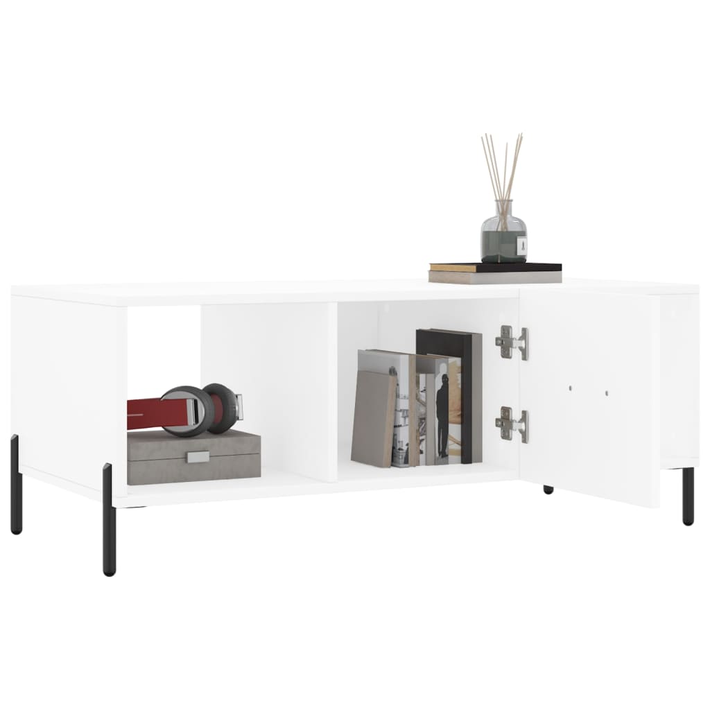 Table basse blanc 102x50x40 cm bois d’ingénierie - Tables basses