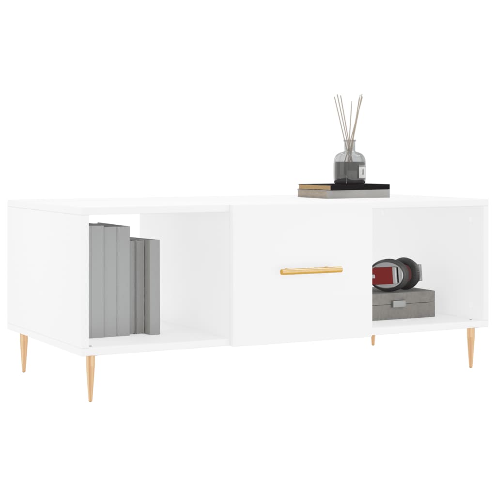 Table basse blanc 102x50x40 cm bois d’ingénierie - Tables basses