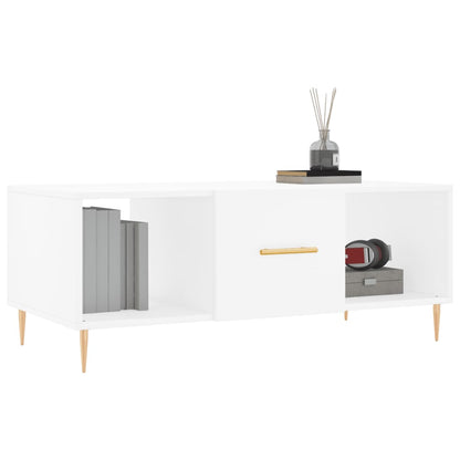 Table basse blanc 102x50x40 cm bois d’ingénierie - Tables basses