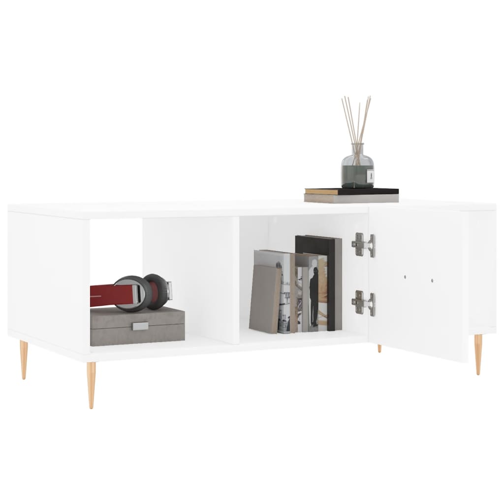 Table basse blanc 102x50x40 cm bois d’ingénierie - Tables basses