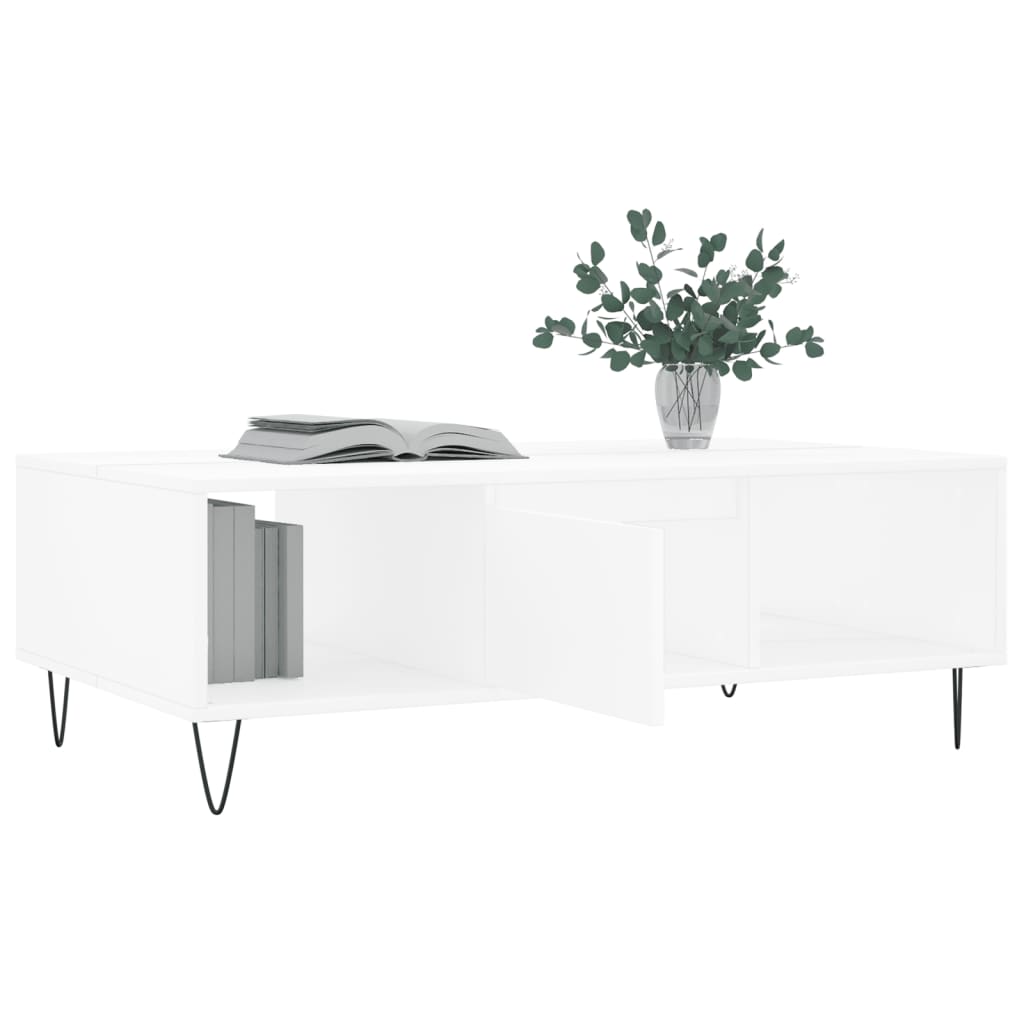 Table basse blanc 104x60x35 cm bois d’ingénierie - Tables basses