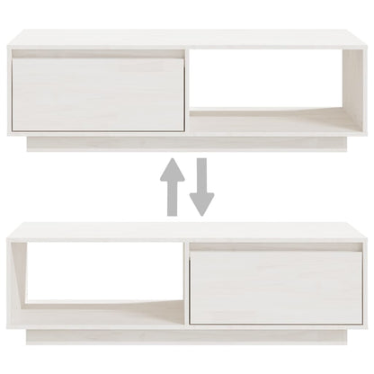 Table basse blanc 110x50x33,5 cm bois de pin massif - Tables basses