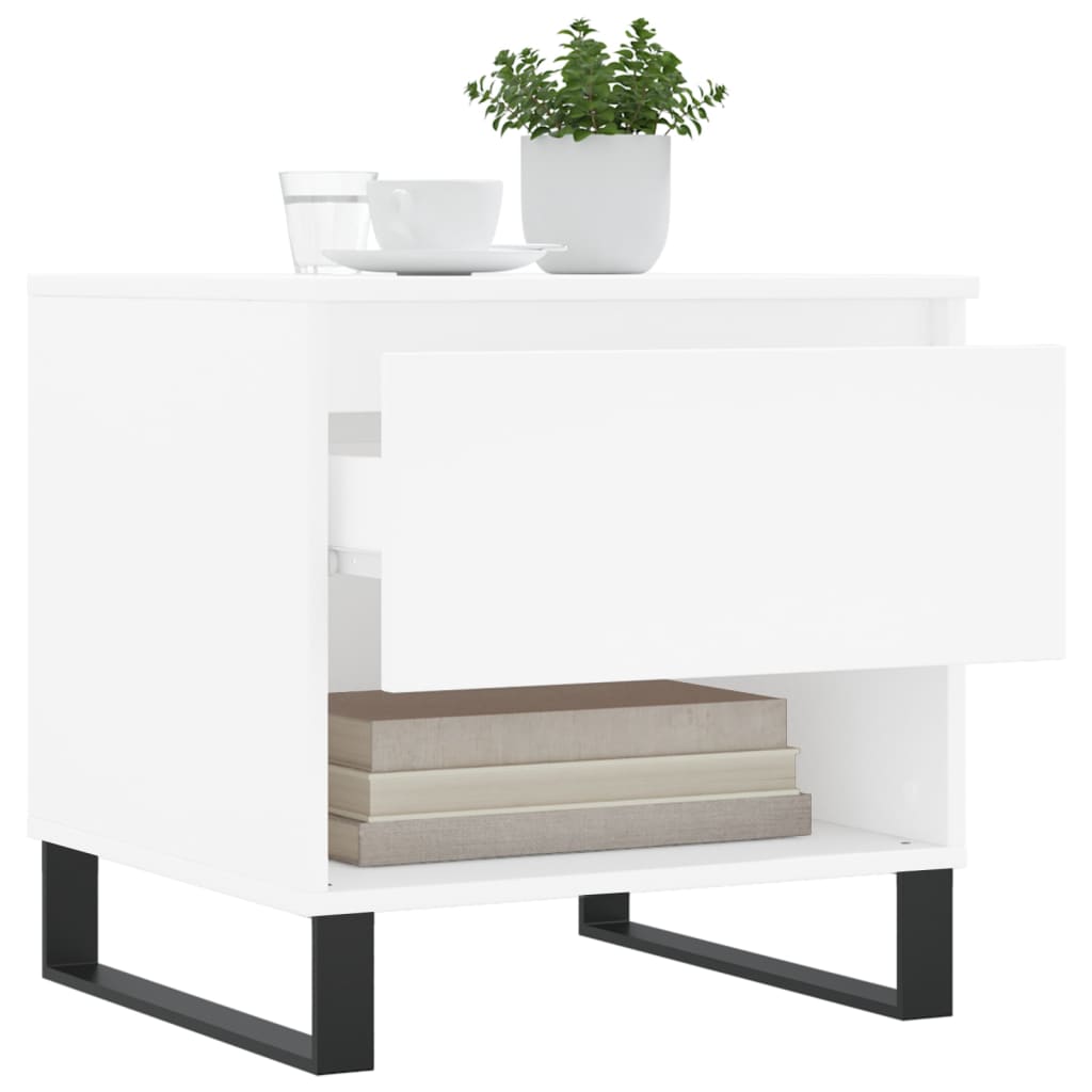 Table basse blanc 50x46x50 cm bois d’ingénierie - Tables basses