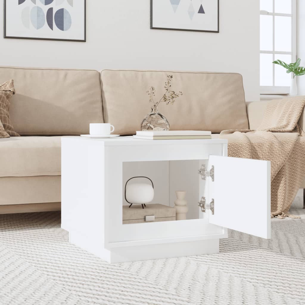 Table basse blanc 51x50x44 cm bois d’ingénierie - Tables basses