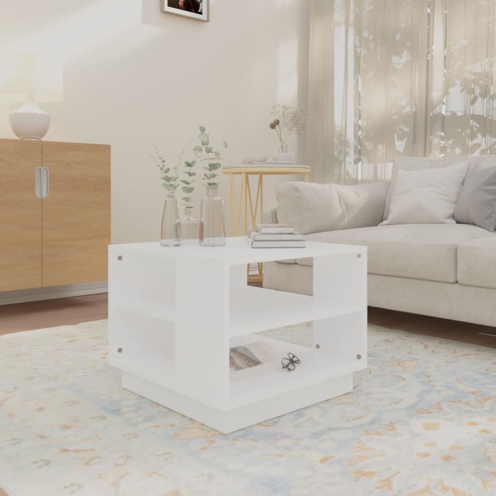 Table basse blanc 55x55x43 cm bois d’ingénierie - Tables basses