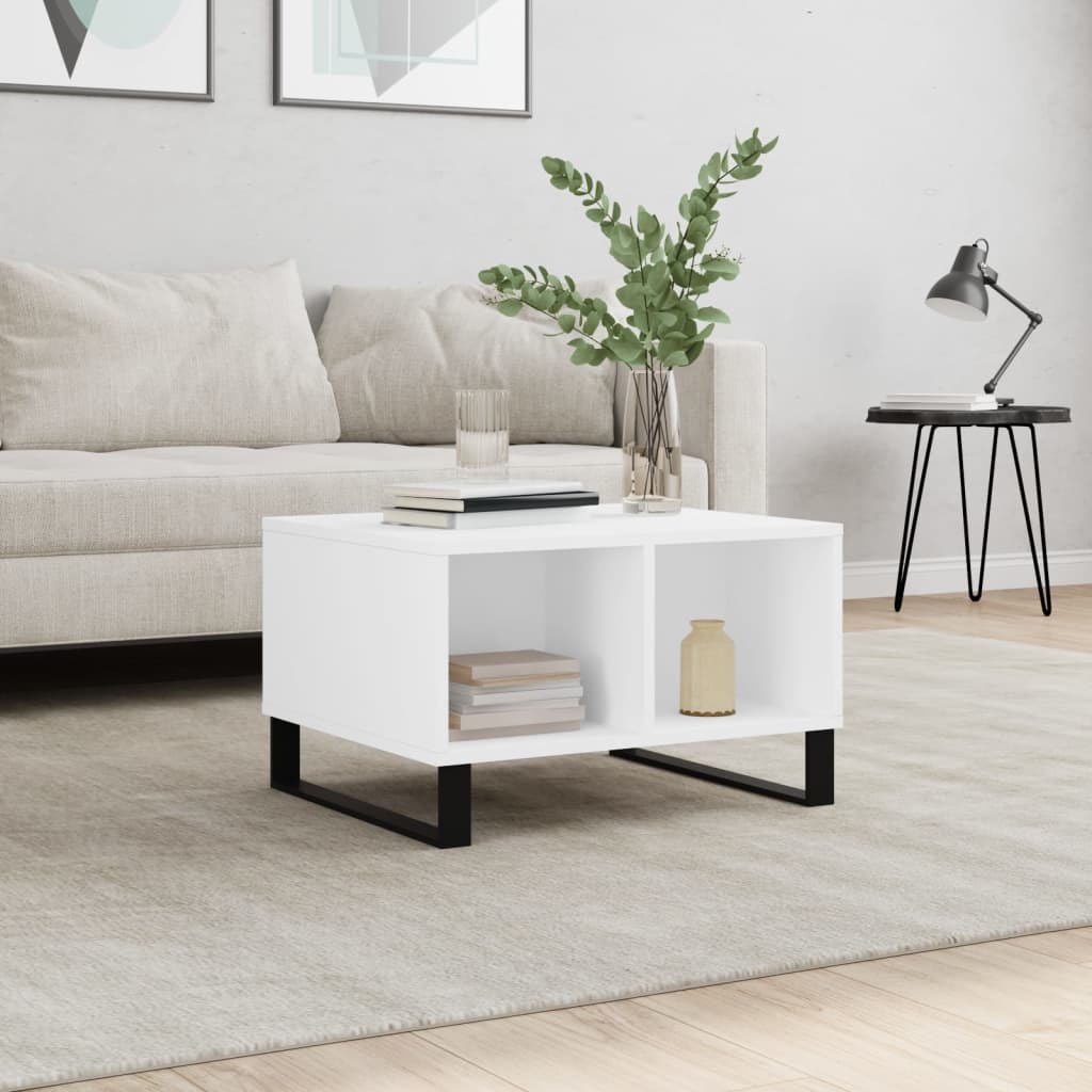 Table basse Blanc 60x50x36,5 cm Bois d’ingénierie - Tables basses