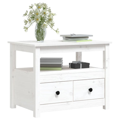 Table basse Blanc 71x49x55 cm Bois massif de pin - Tables basses