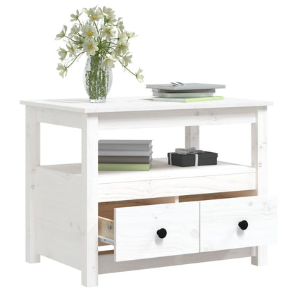 Table basse Blanc 71x49x55 cm Bois massif de pin - Tables basses