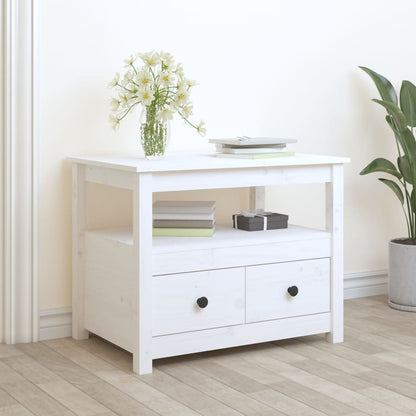 Table basse Blanc 71x49x55 cm Bois massif de pin - Tables basses