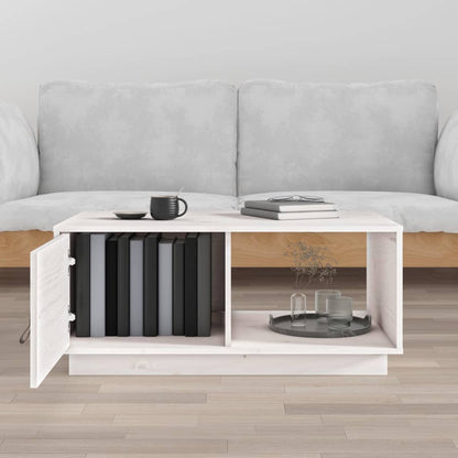 Table basse Blanc 80x50x35,5 cm Bois massif de pin - Tables basses