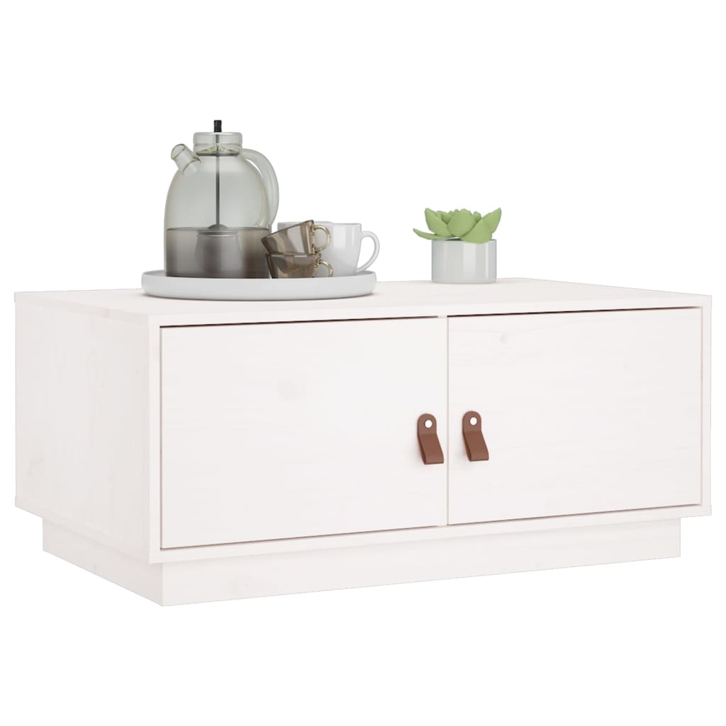 Table basse Blanc 80x50x35 cm Bois massif de pin - Tables basses