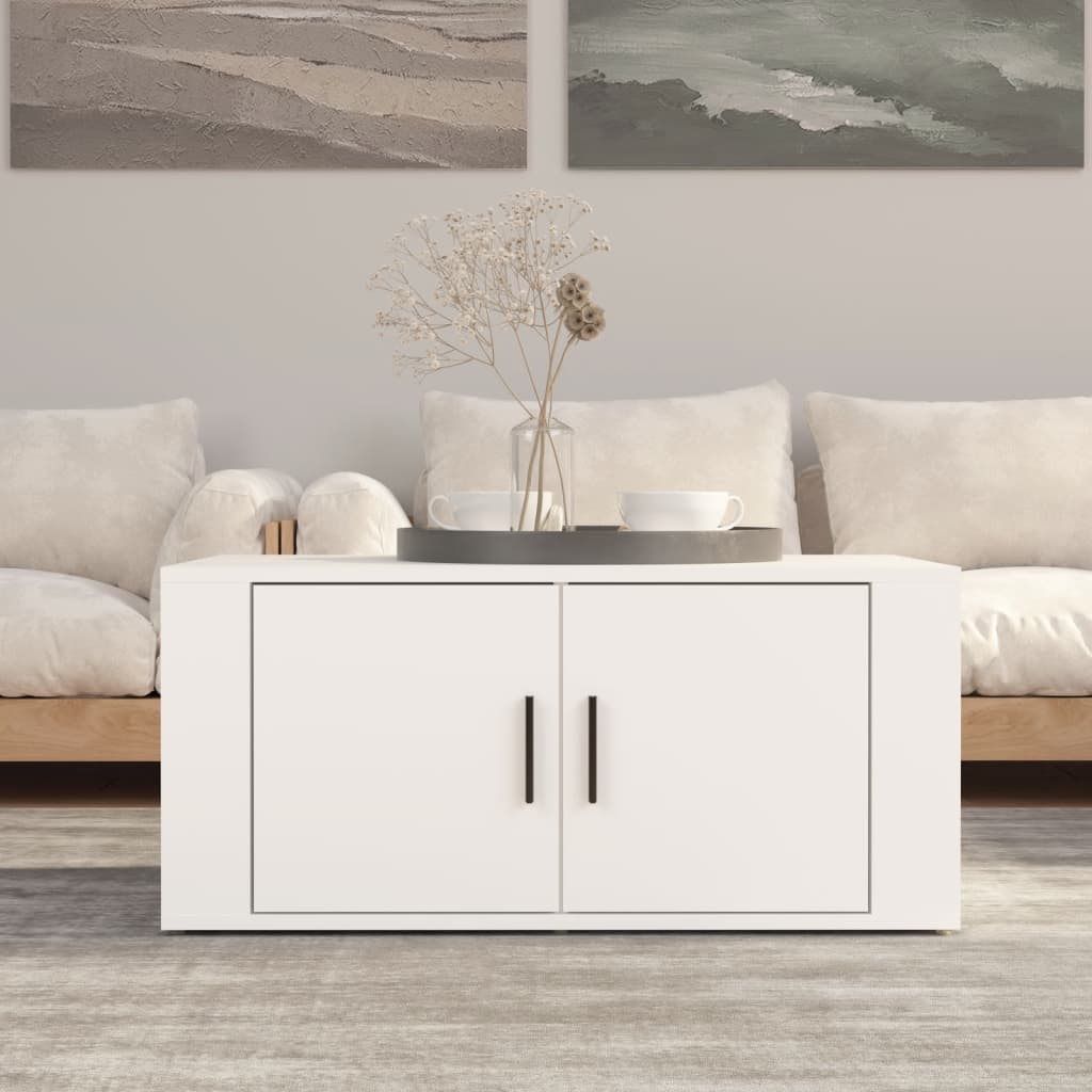 Table basse Blanc 80x50x36 cm Bois d’ingénierie - Tables basses