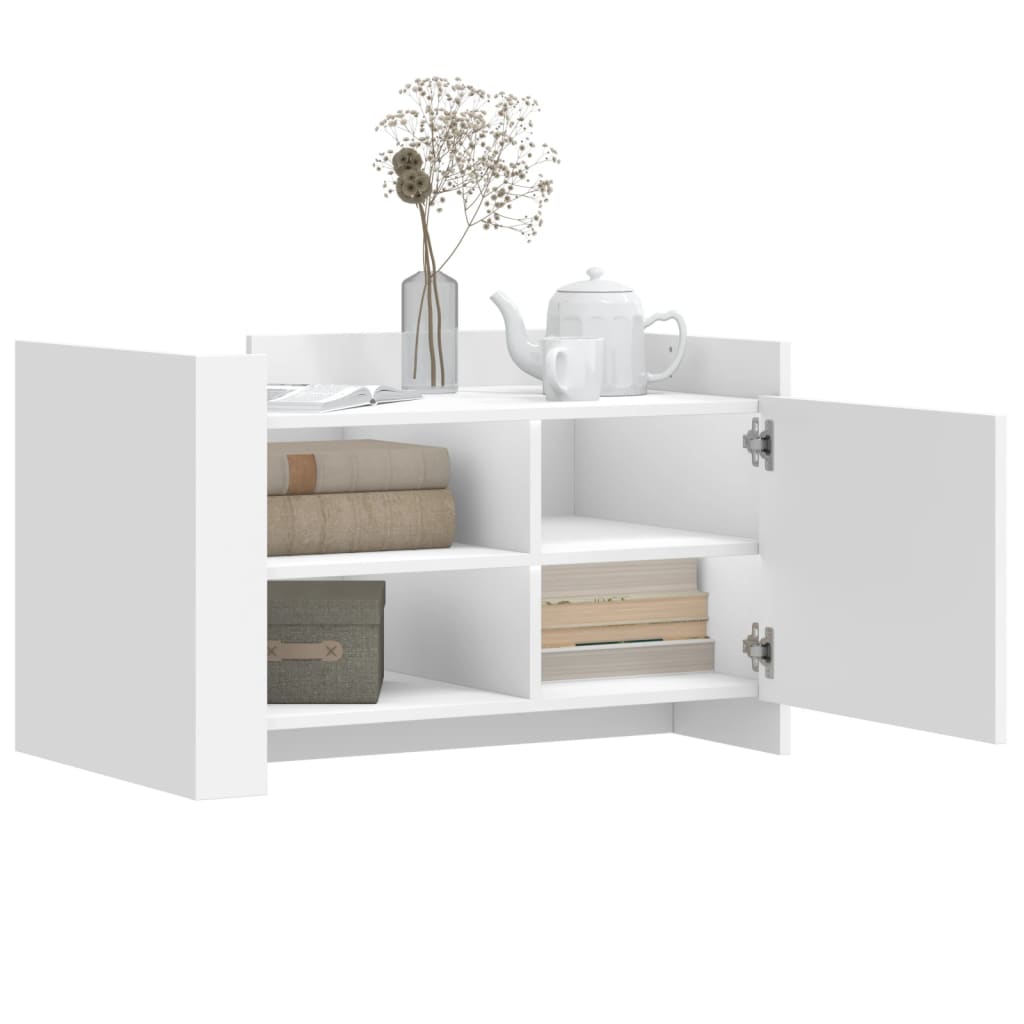 Table basse blanc 80x50x50 cm bois d’ingénierie - Tables basses