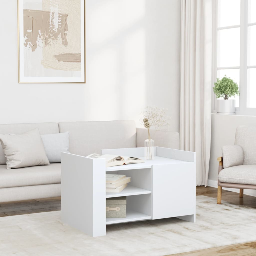 Table basse blanc 80x50x50 cm bois d’ingénierie - Tables basses