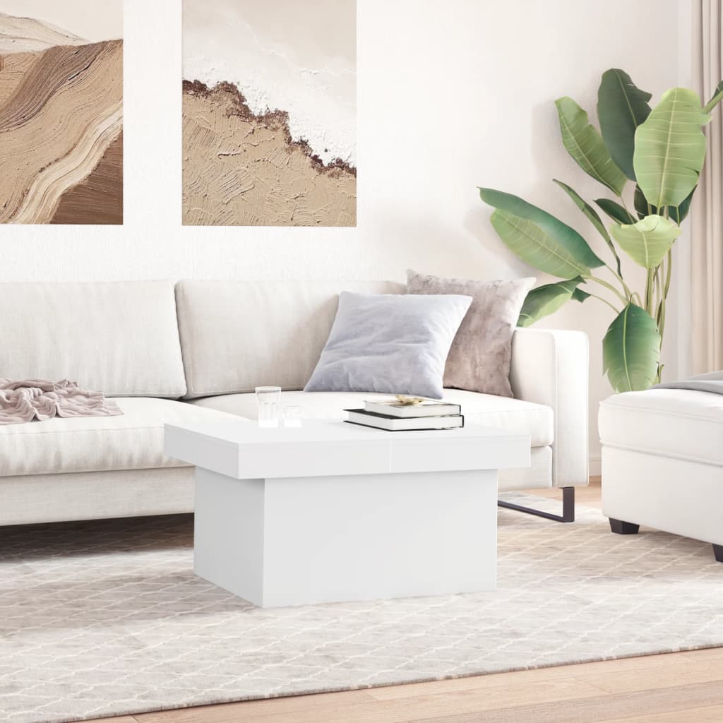 Table basse blanc 80x55x40 cm bois d’ingénierie - Tables basses