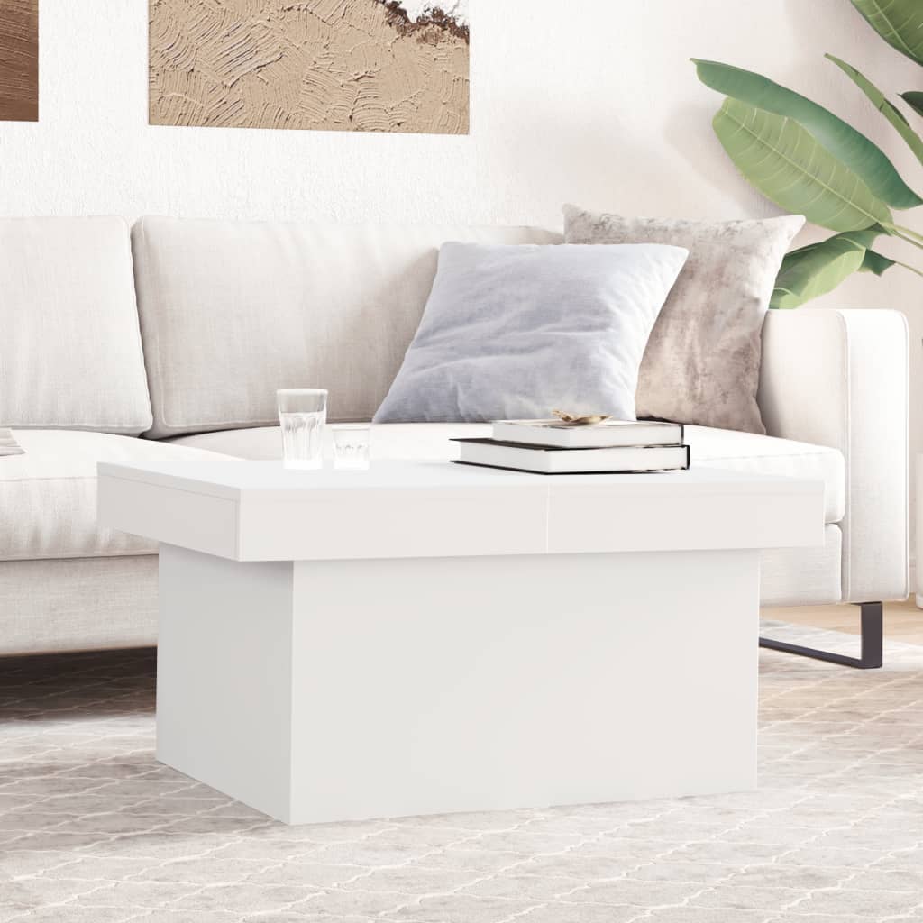 Table basse blanc 80x55x40 cm bois d’ingénierie - Tables basses
