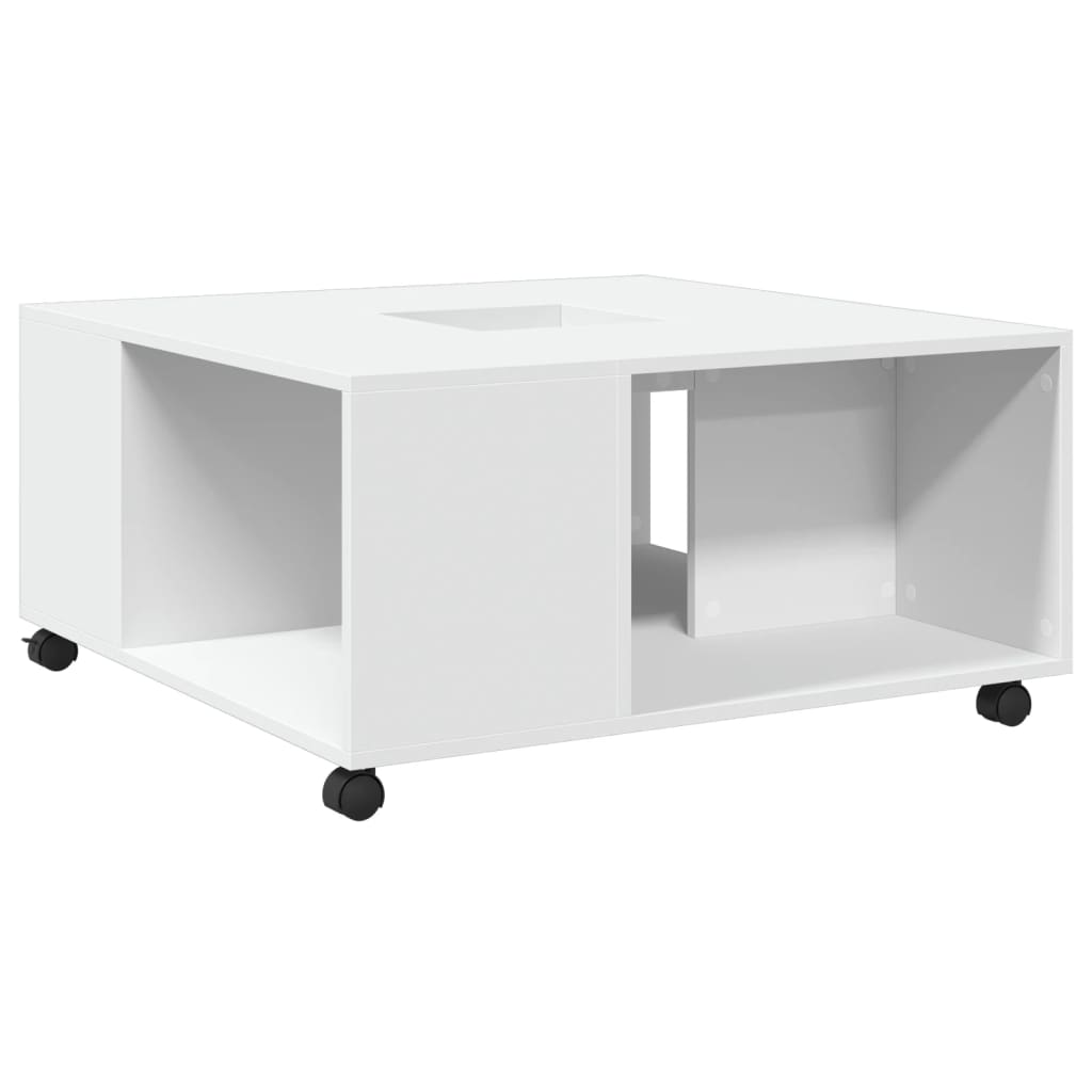 Table basse blanc 80x80x40 cm bois d’ingénierie - Tables basses