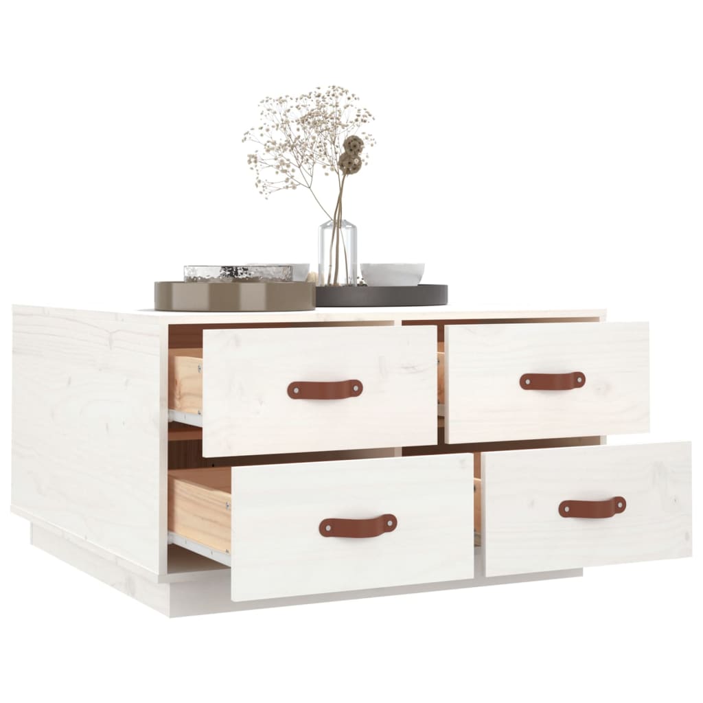 Table basse Blanc 80x80x45 cm Bois massif de pin - Tables basses