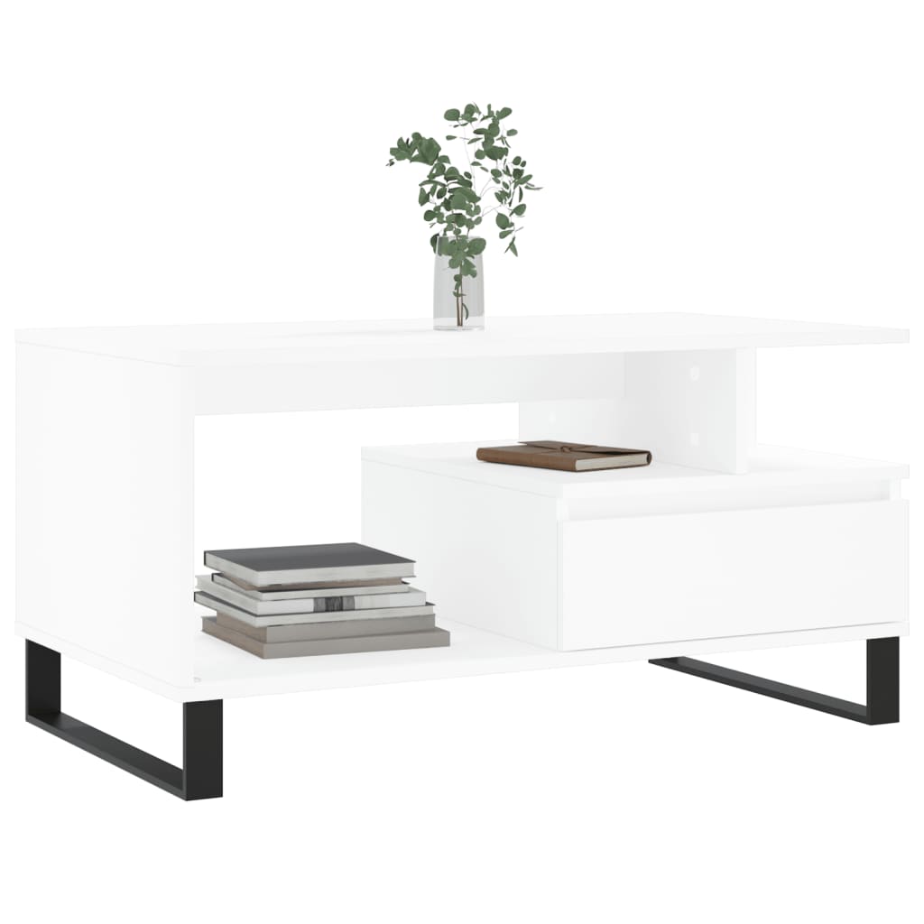 Table basse Blanc 90x49x45 cm Bois d’ingénierie - Tables basses