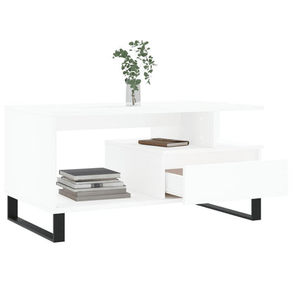 Table basse Blanc 90x49x45 cm Bois d’ingénierie - Tables basses
