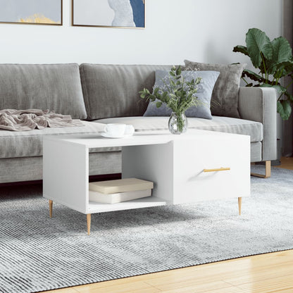 Table basse blanc 90x50x40 cm bois d’ingénierie - Tables basses