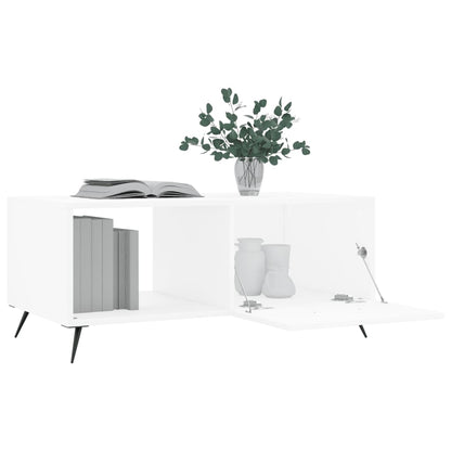 Table basse blanc 90x50x40 cm bois d’ingénierie - Tables basses