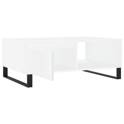 Table basse blanc 90x60x35 cm bois d’ingénierie - Tables basses