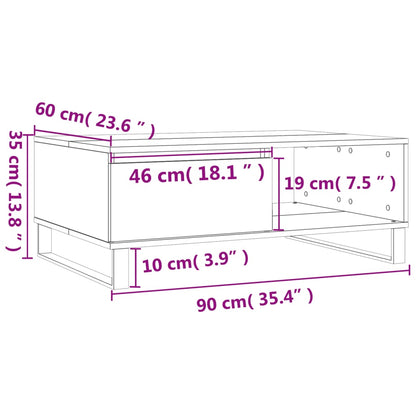Table basse blanc 90x60x35 cm bois d’ingénierie - Tables basses