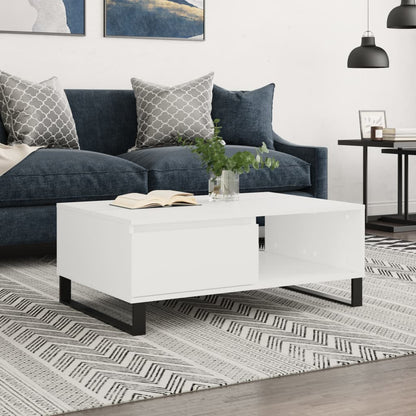 Table basse blanc 90x60x35 cm bois d’ingénierie - Tables basses