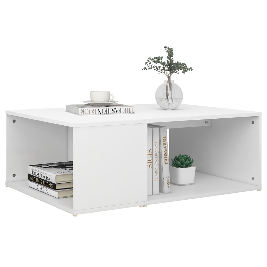 Table basse blanc 90x67x33 cm bois d’ingénierie - Tables basses