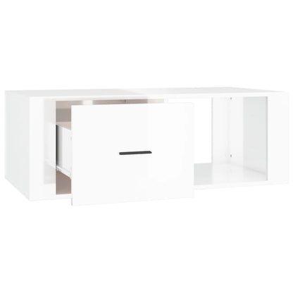 Table basse Blanc brillant 100x50,5x35 cm Bois d’ingénierie - Tables basses