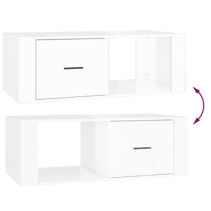 Table basse Blanc brillant 100x50,5x35 cm Bois d’ingénierie - Tables basses