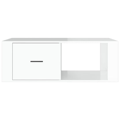 Table basse Blanc brillant 100x50,5x35 cm Bois d’ingénierie - Tables basses