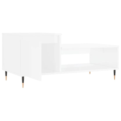 Table basse Blanc brillant 100x50x45 cm Bois d’ingénierie - Tables basses