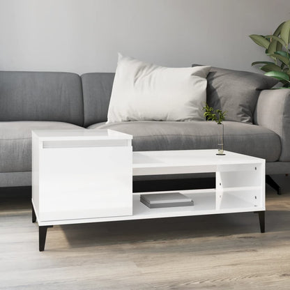 Table basse Blanc brillant 100x50x45 cm Bois d’ingénierie - Tables basses