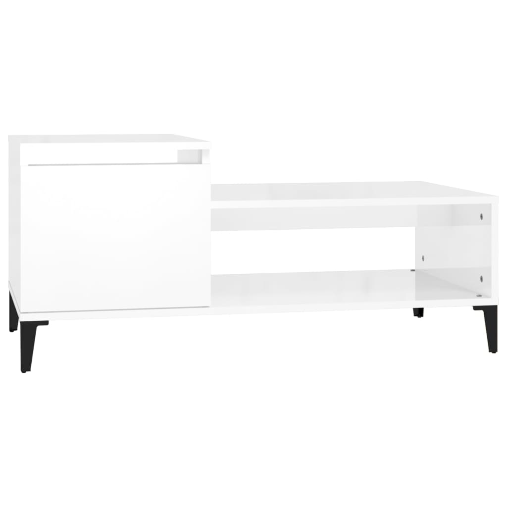 Table basse Blanc brillant 100x50x45 cm Bois d’ingénierie - Tables basses