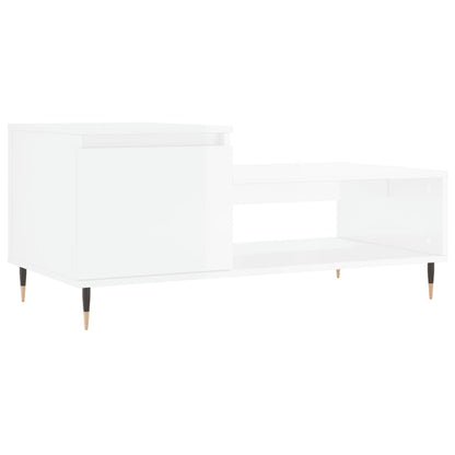 Table basse Blanc brillant 100x50x45 cm Bois d’ingénierie - Tables basses