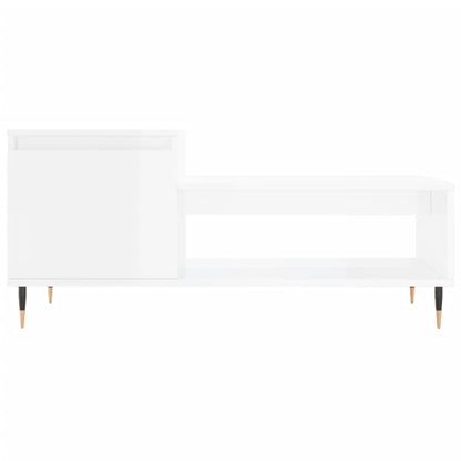 Table basse Blanc brillant 100x50x45 cm Bois d’ingénierie - Tables basses