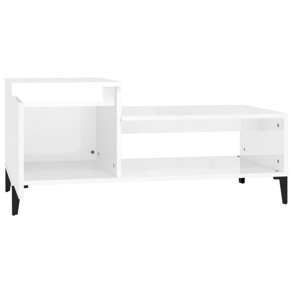 Table basse Blanc brillant 100x50x45 cm Bois d’ingénierie - Tables basses