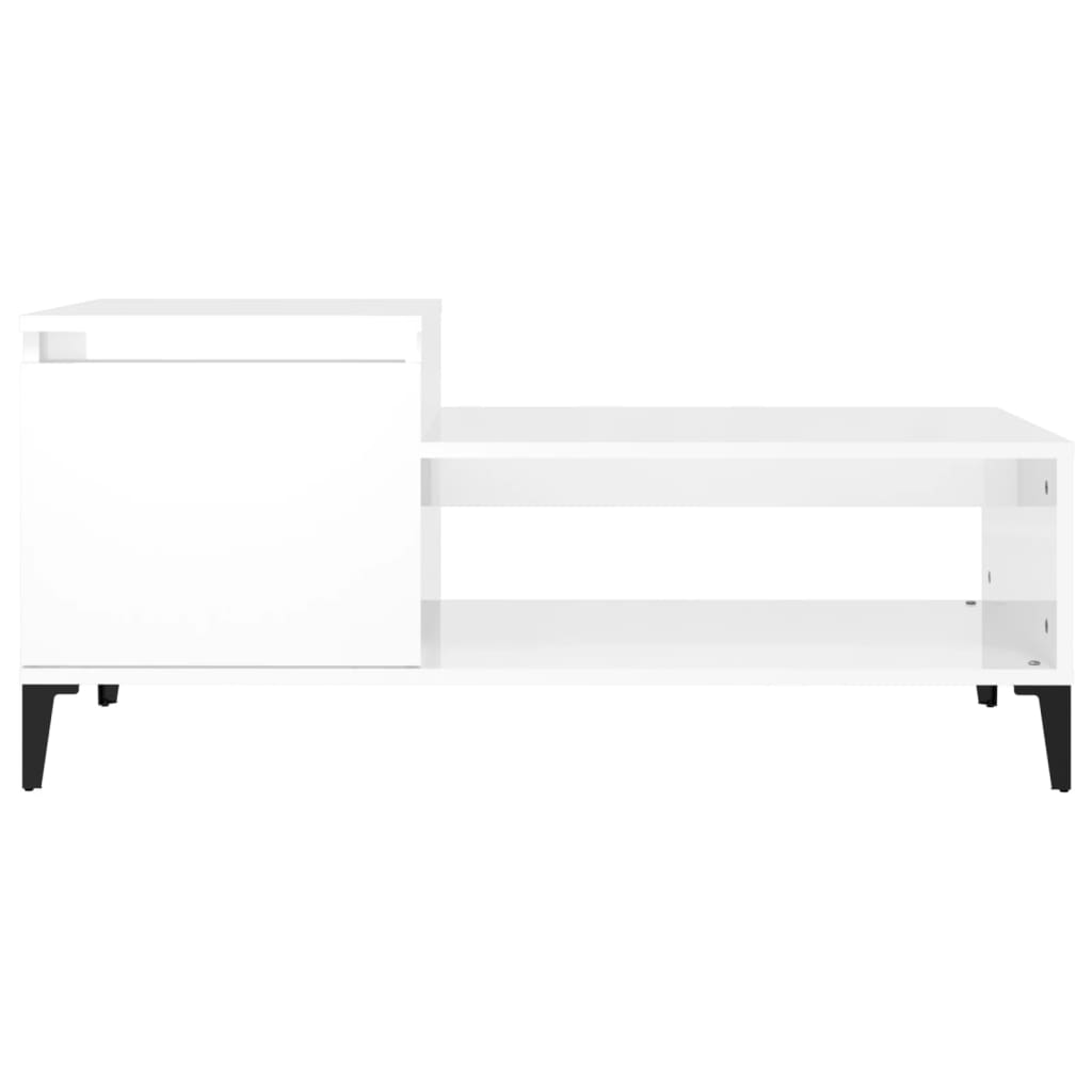 Table basse Blanc brillant 100x50x45 cm Bois d’ingénierie - Tables basses