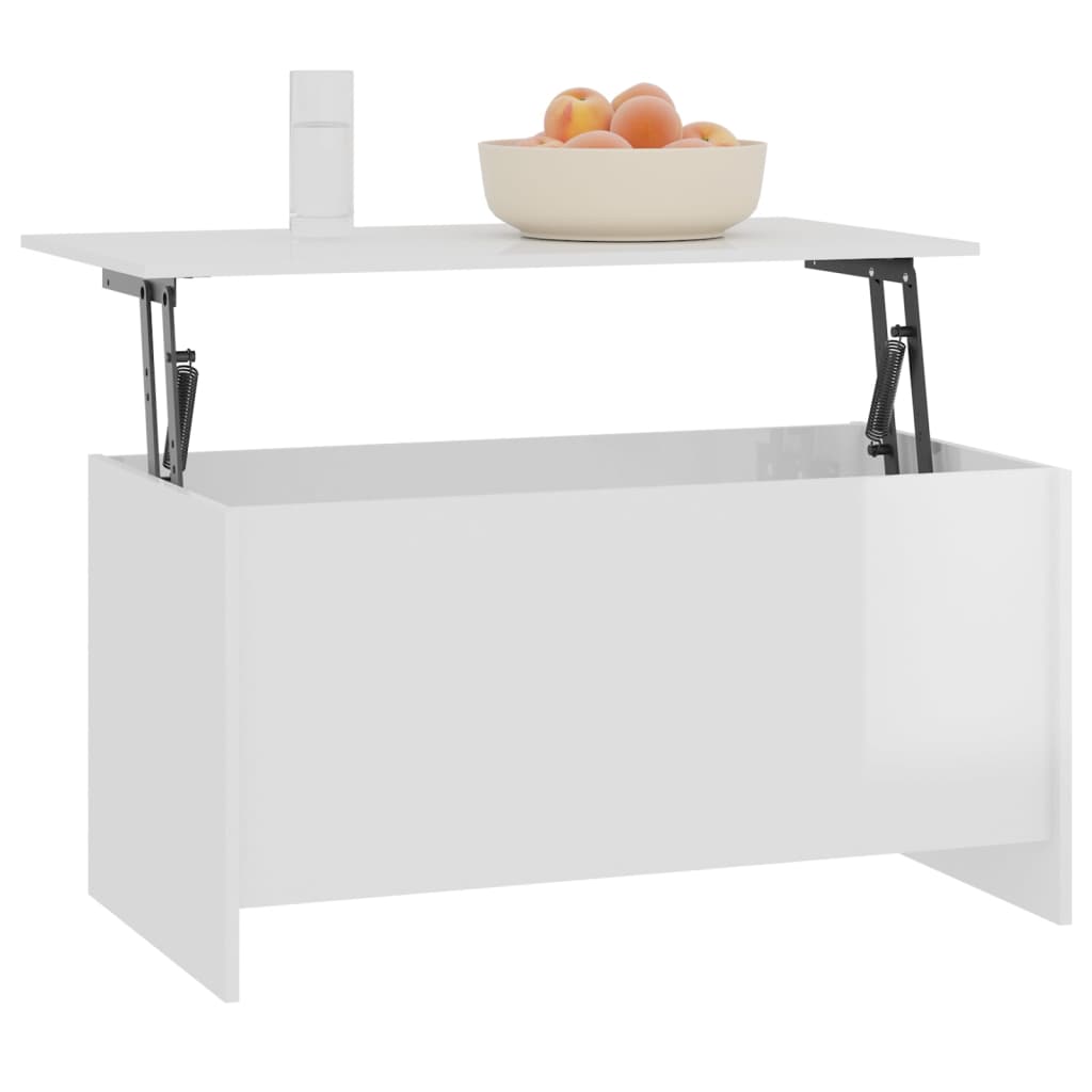 Table basse blanc brillant 102x55,5x52,5 cm bois d’ingénierie - Tables basses
