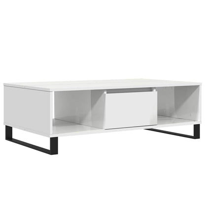 Table basse blanc brillant 104x60x35 cm bois d’ingénierie - Tables basses