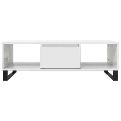 Table basse blanc brillant 104x60x35 cm bois d’ingénierie - Tables basses