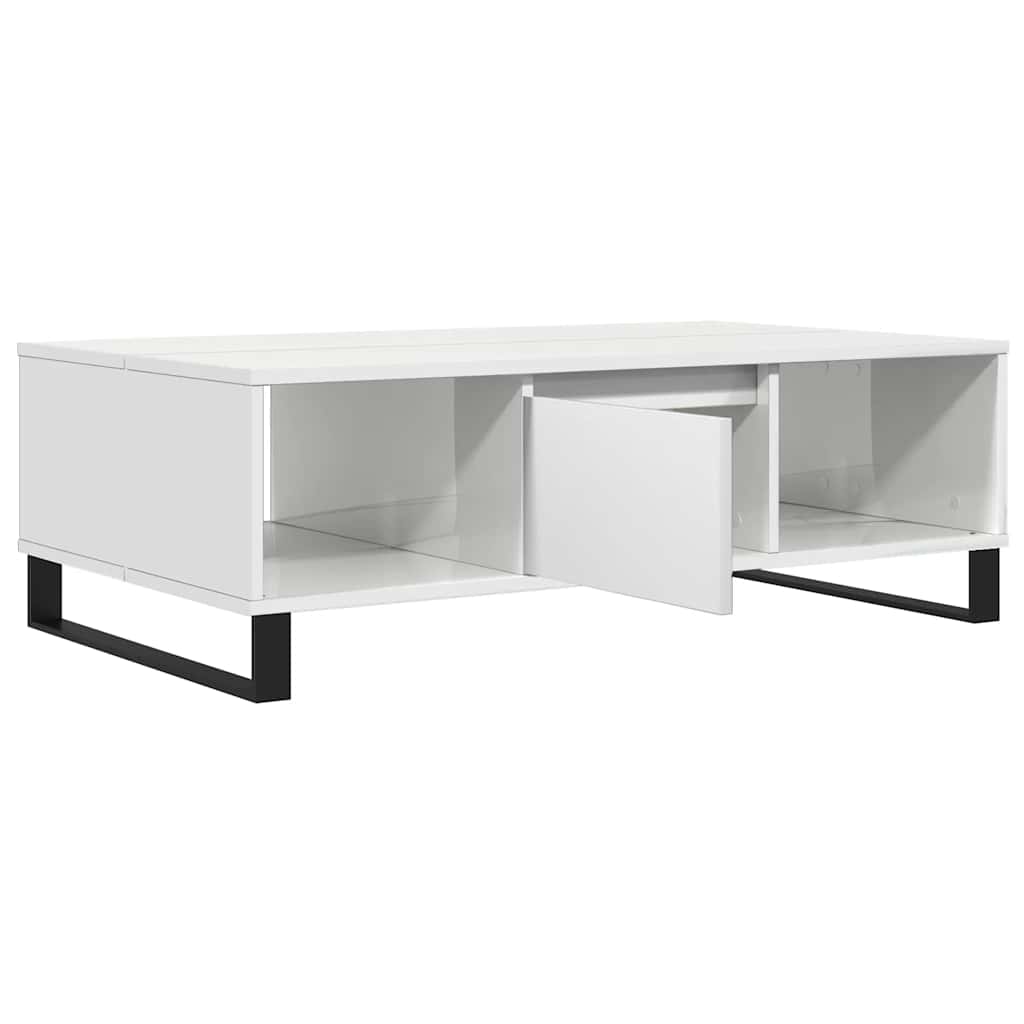 Table basse blanc brillant 104x60x35 cm bois d’ingénierie - Tables basses