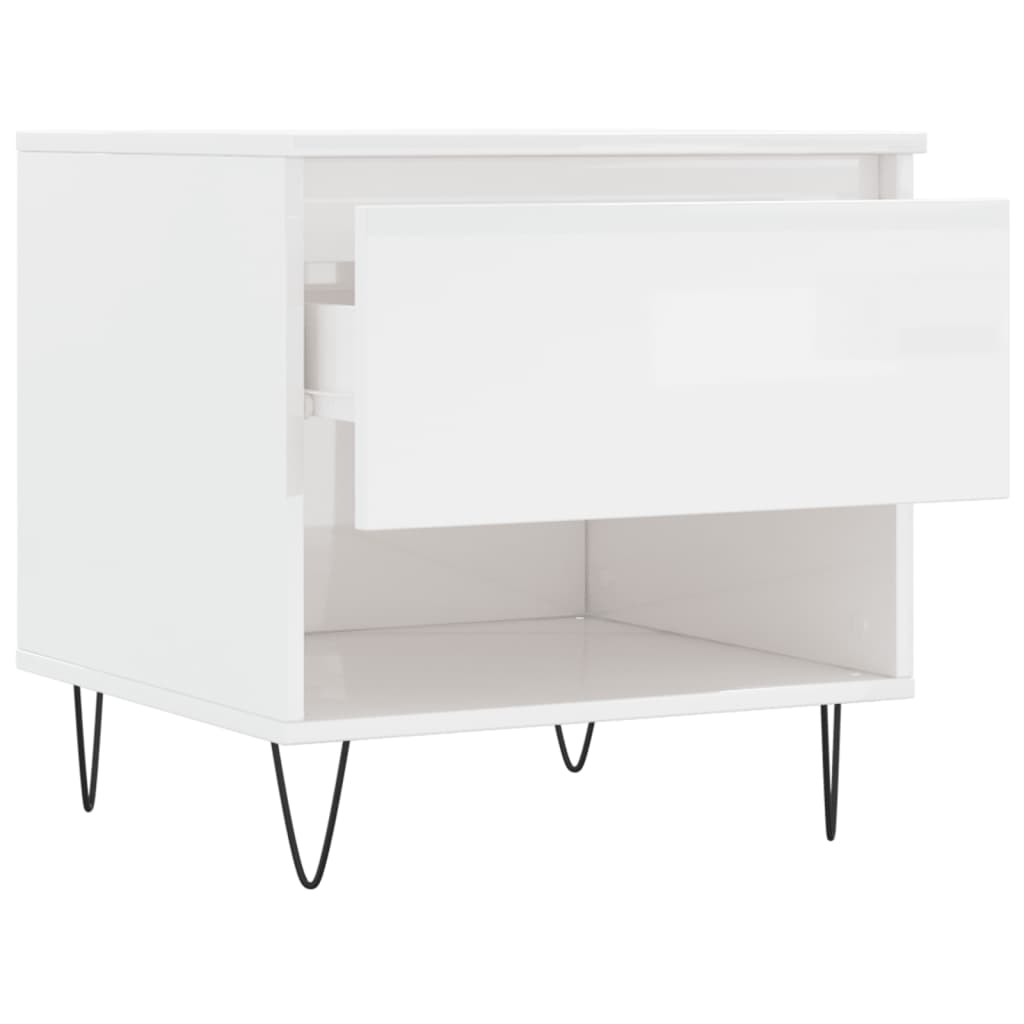 Table basse blanc brillant 50x46x50 cm bois d’ingénierie - Tables basses