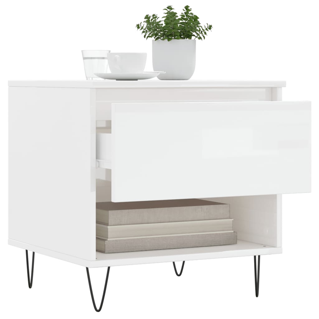 Table basse blanc brillant 50x46x50 cm bois d’ingénierie - Tables basses