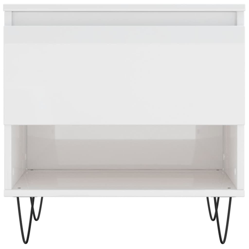 Table basse blanc brillant 50x46x50 cm bois d’ingénierie - Tables basses