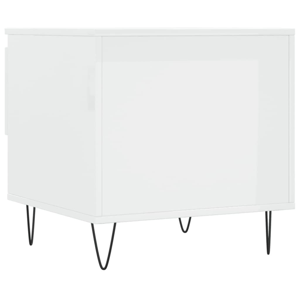 Table basse blanc brillant 50x46x50 cm bois d’ingénierie - Tables basses