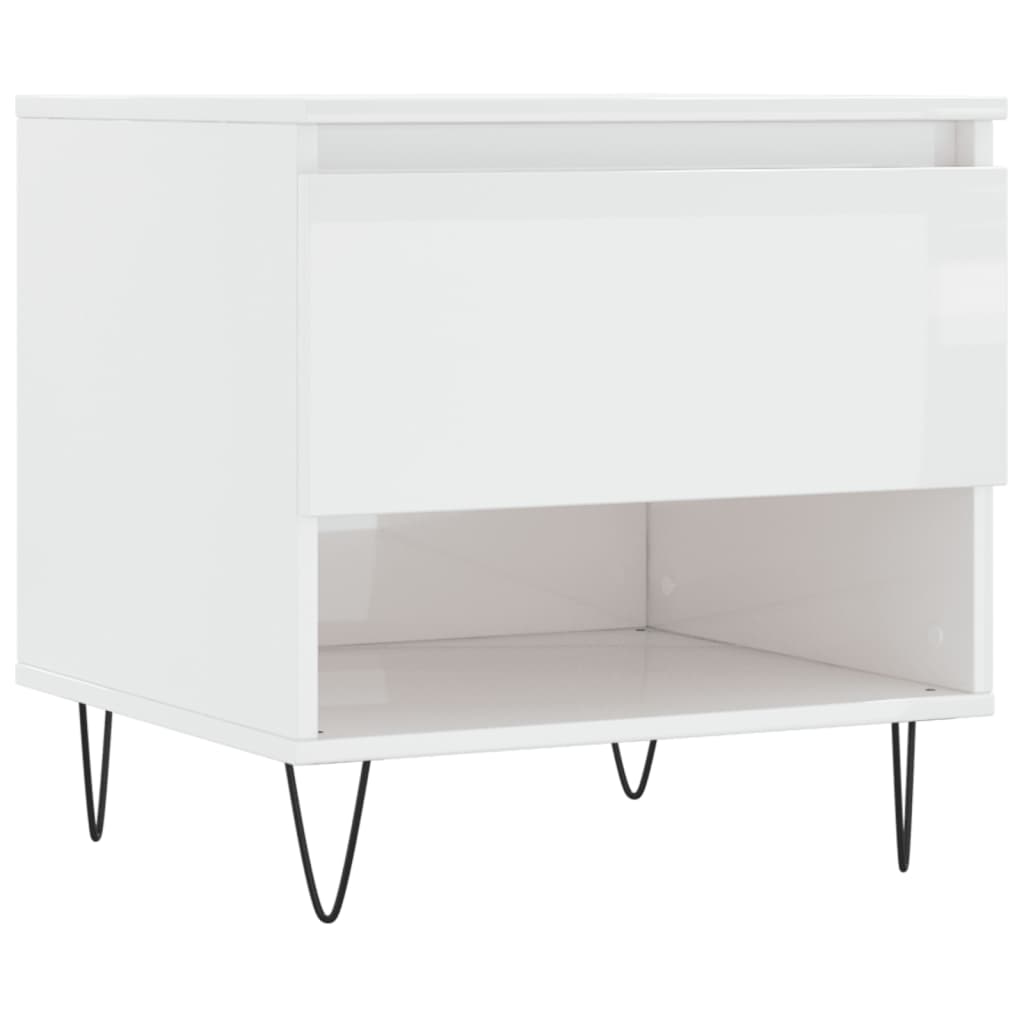 Table basse blanc brillant 50x46x50 cm bois d’ingénierie - Tables basses